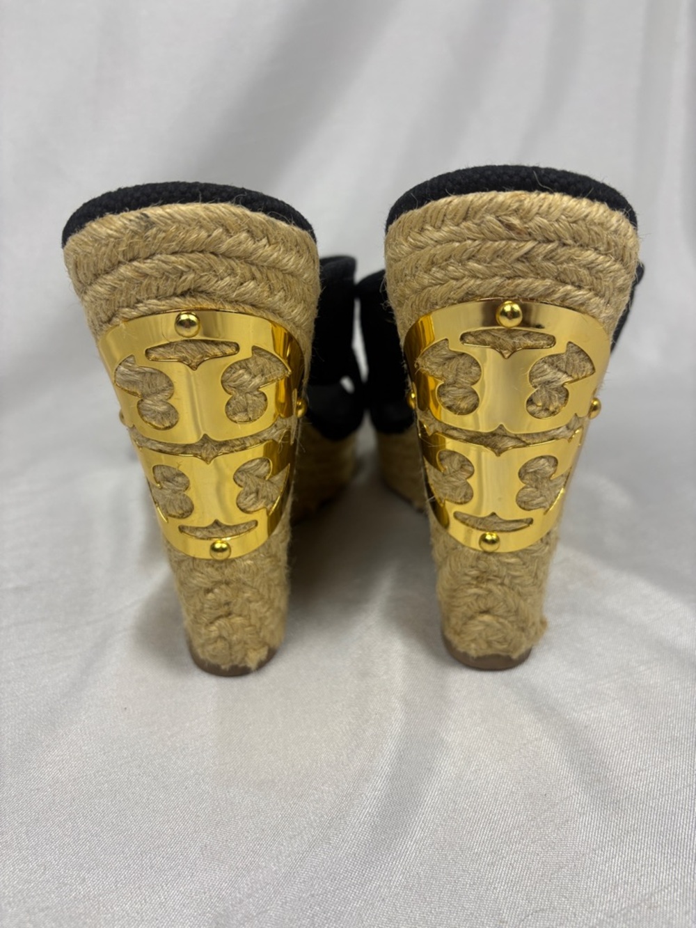 Tory Burch Black Crisscross Platform Espadrille Slides